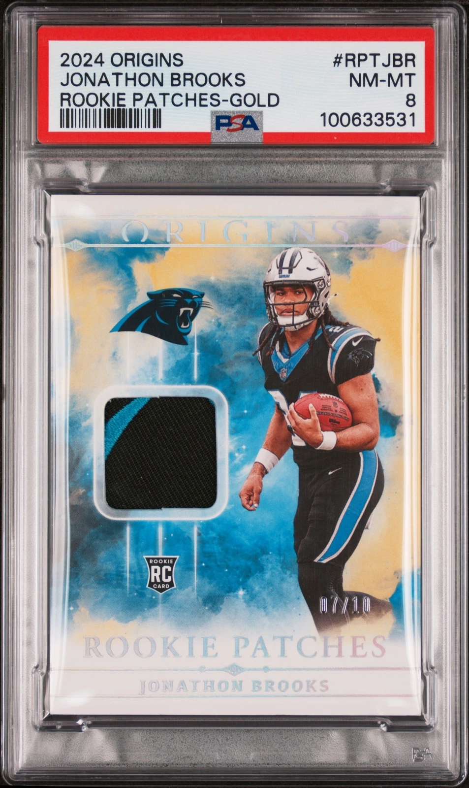 Jonathon Brooks Panini Origins Rookie Patches #RPTJBR Gold