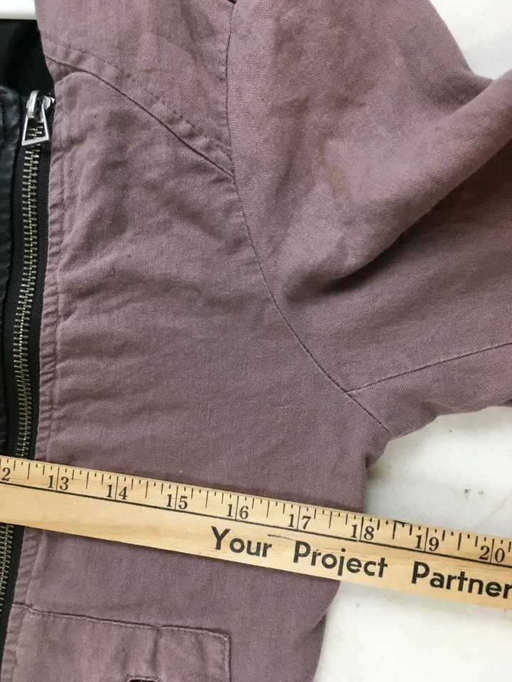 Chaqueta Maurices Moto Para Mujer Talla M Púrpura/Marrón Cremallera Completa Bolsillos Frontales con Cremallera Foto 4 de 4