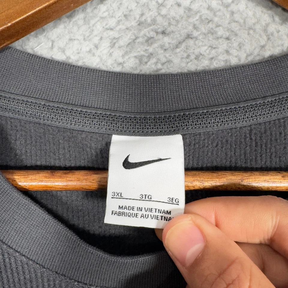 Camisa NIKE Tejida Gofre 3XL Para Hombres Gris Cuello Redondo Térmica Peso Pesado Foto 3 de 4