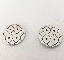 SWANK Cufflinks Silver Tone Black  Mid-Century Space Age Graphics Atomic Design