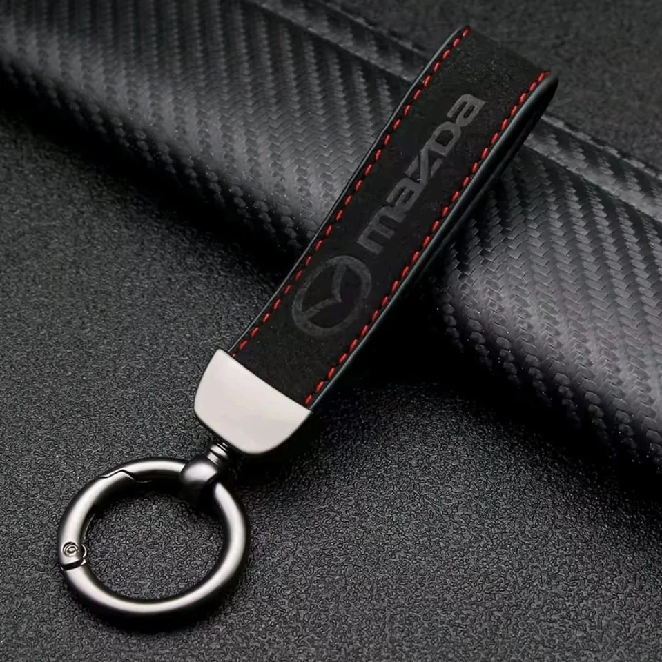 Mazda Keyring Suede Leather Luxury Keychain Black