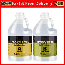 1 Gallon 3 UV Resistant Resin Kit,No Bubble  Crystal Clear Epoxy Resin for C...