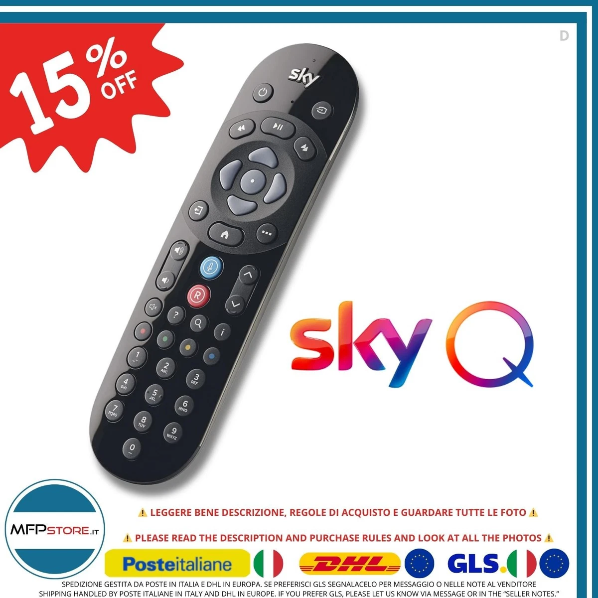 Télécommande vocale Originale SKY Q Voice - Compatible SKY Q / SKY Q Mini