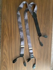 Men  s Black Silk Button Suspenders Adjustable Formal Dress Wear