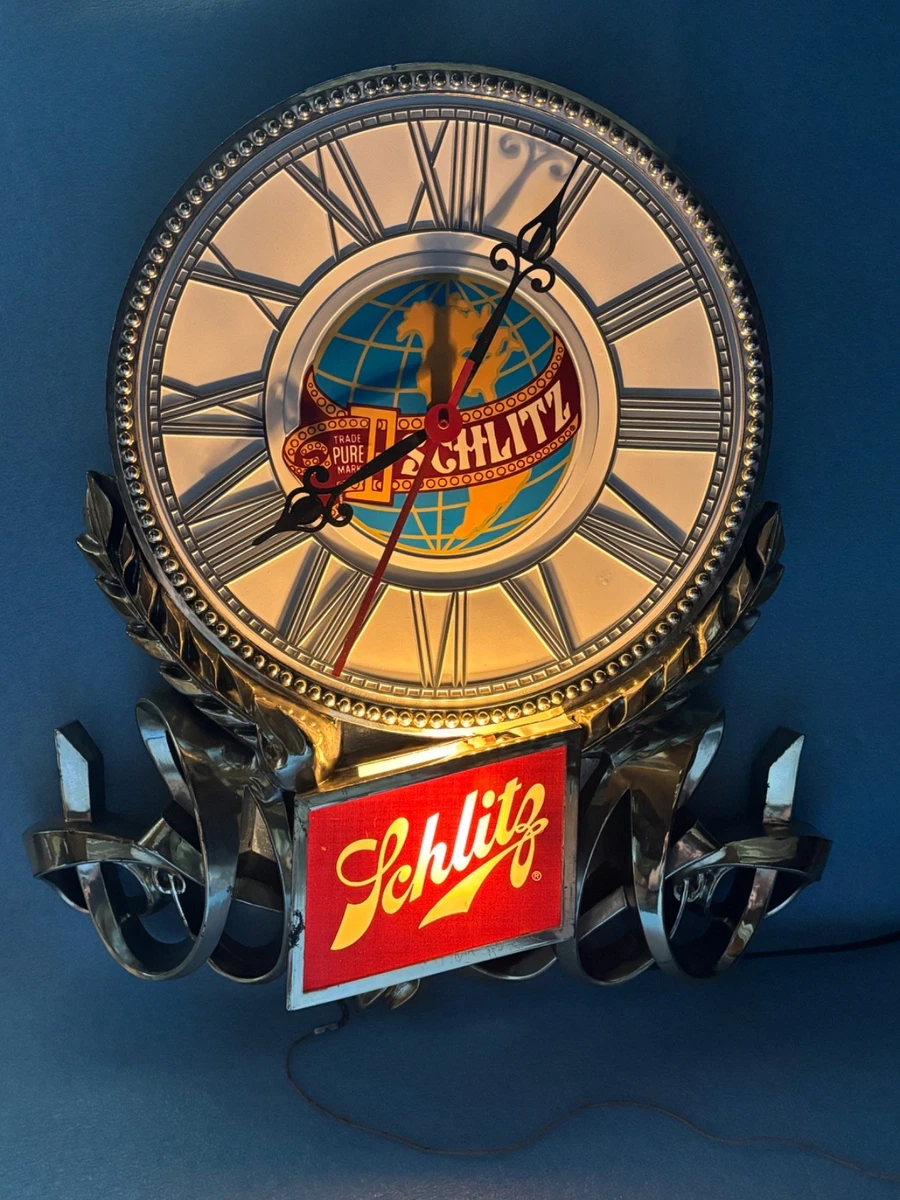 Vintage Beer Sign Clock In Collectible Schlitz Signs & Tins for