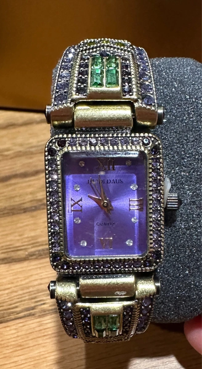 Heidi Daus Leather Swarovski Crystal Women Watch Purple Croc B7997 Retired Heidi Daus | Accessories | Heidi Daus Watch Flower  main image 4