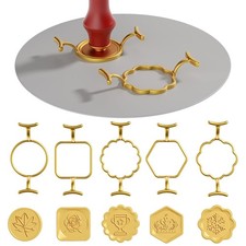 5PCS Metal Wax Seal Molds for 1 Inch Stamp, Rings Set With 1PC Silicone Mat, Sea