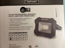 Defiant 2-Pack 3500 Lumens Rechargeable Magnetic Utility Light With Power Bank.