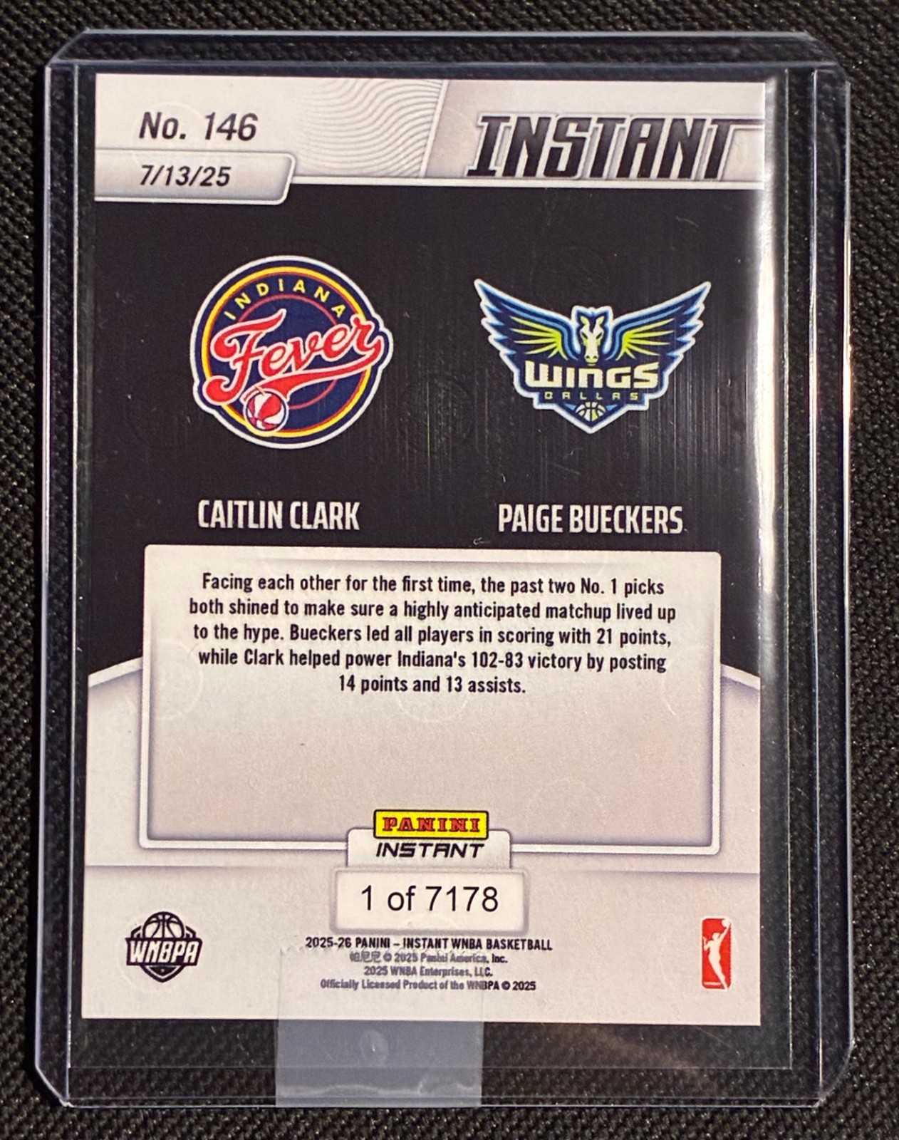 Caitlin Clark/Paige Bueckers 2025 Panini Instant WNBA Fever/Wings #146 view 2