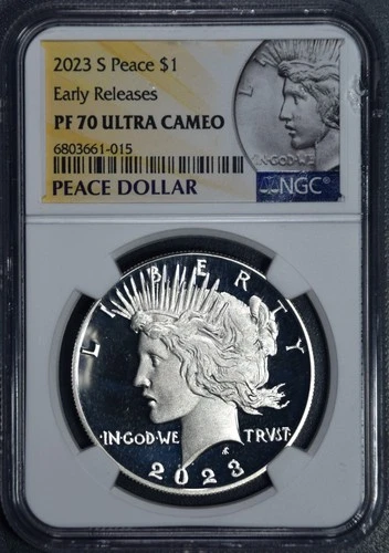 2023-S $1 PEACE .999 SILVER DOLLAR PROOF ER KM# 150a NGC PF 70 UC A6493