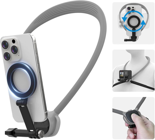Magnetic Neck Holder for Action Camera & Phone,Hands-Free POV/Vlog Video...