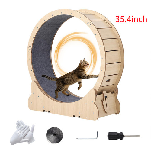 35.4" Cat Exercise Wheel Cats Running Wheel Toy Treadmill E1 board Safety Lock
