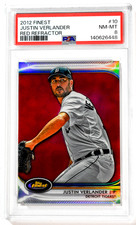 2012 Topps Finest Justin Verlander Red Refractor /25 SSP PSA 8 Tigers