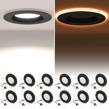 12 Pack Black 5/6 Inch LED Can Lights with Night Light, 5CCT Retrofit Recessed L