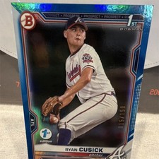 2021 Bowman Draft 1st Edition Ryan Cusick Blue Foil /150 Braves #BD-27 Rookie