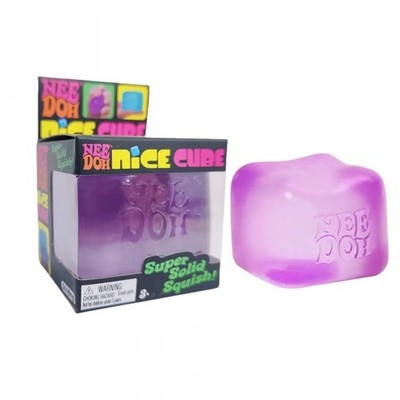 Nee Doh Nice Cubes Ice Cube Toy Fidget Super Solid Squish Blue/pink/purple