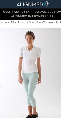 ALIGNMED The Posture Shirt 2.0 Pullover Compression V-Neck Women's White XS