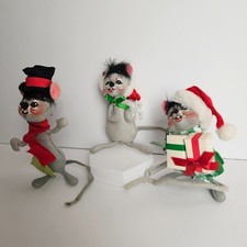 Annalee Mobilitee Dolls Christmas Mice Set of 3   Vintage Holiday Decor