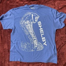 Mens Heather Blue Shelby Cobra Logo Large Graphic Tshirt Size XL L10