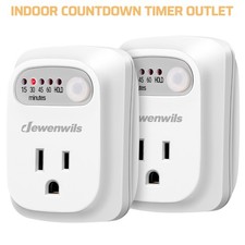 DEWENWILS 2 Pack Indoor Countdown Timer Outlet, 15/30/45/60min Settings, 1/3 HP