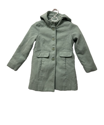 Cat and Jack Girls Winter Pea Over Coat Mint Blue Hooded Button Up  M 7/8