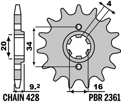 PBR-Ritzel in Stahl für BRIXTON 125 CROSSFIRE XS 2020-2023 14T