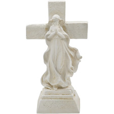Solar LED Resin Angel Cross Statue for Outdoor Garden Memorial Decoration