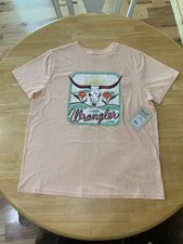 Wrangler Women’s Size XL Graphic Short Sleeved Shirt Floral Rodeo Cow New W/tags