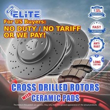 Front Cross Drilled Rotors & Ceramic Pads for 2010-2015 Lexus RX450h / RX350