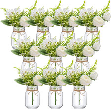 10 Set Mason Jars for Centerpieces,White,Rose