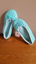 KAREN NEUBURGER SLIPPERS  NEW WITH TAGS  CABLE KNIT MINT GREEN SIZE XL