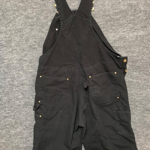 VTG Carhartt Black Bib Overalls Quilt Lined Double Knee Duck Canvas 40X30 EUC - Picture 8 of 13