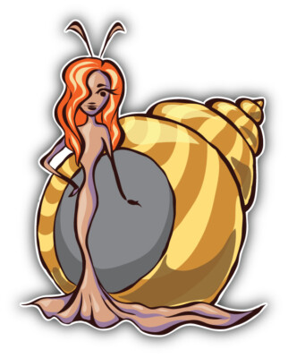 Cartoon Snail Girl Animal Car Bumper Sticker Decal -  ''SIZES''