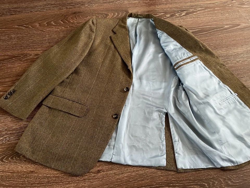 VTG Isaia Napoli windowpane wool/cashmere blazer sport coat / size 58 - Image 3 of 4