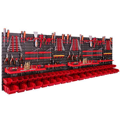 46 Stapelboxen Wandregal 230x78cm Kunststoff Werkzeughalter Werkstatt Lager