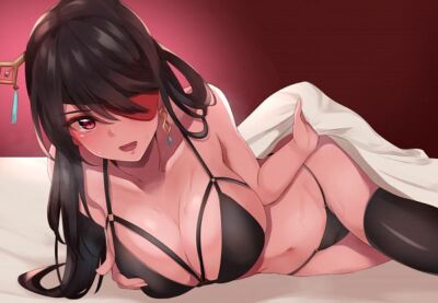 Anime beidou haneramu genshin impact fanart from Stitched Gaming Mat Desk