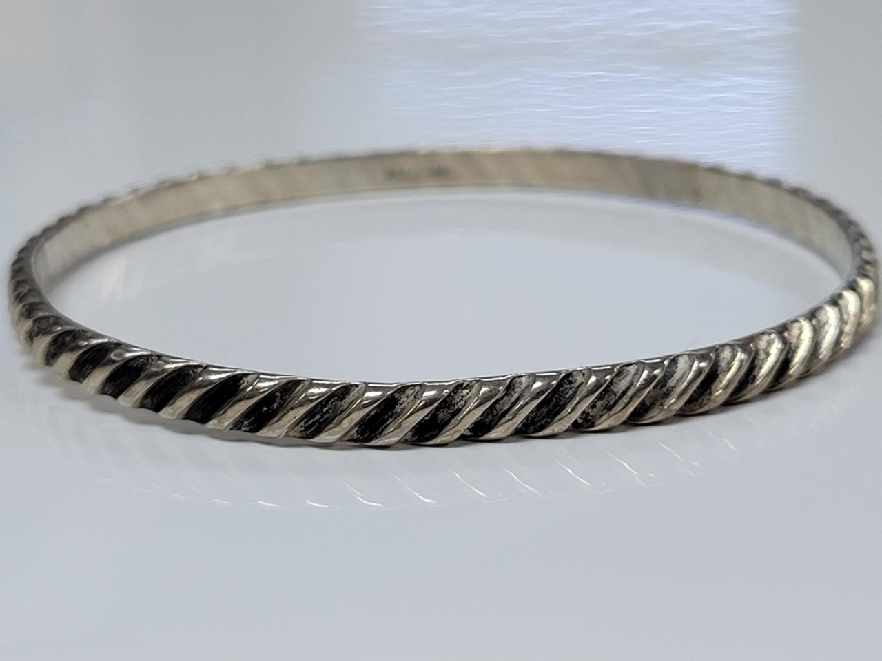 Sterling Silver Ribbed Stackable Bangle Bracelet … - image 4