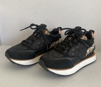 GIOSEPPO 64339-P-Negro Skien - Black w/animal print, textures & sparkle ~ Sz 38