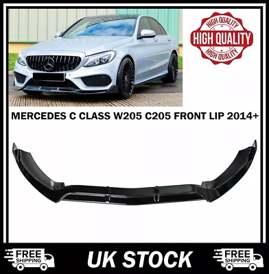 Mercedes C Class AMG Line C43 Gloss Black Front Splitter Lip W205 C205 2014 2021 Mercedes C Class AMG Line C43 Gloss Black Front Splitter Lip W205 C205 2014 2021