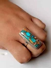 Oyster Copper Turquoise 925 Sterling Silver Band & Statement Handmade  All Size