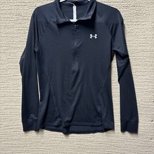 Under Armour Womens M Black 1/4 Zip Mock Neck Long Sleeve Athletic Running Top