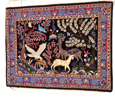 *35'' X 28'' ANTIQUE HAND-KNOTTED PERSAN TABRIZI QOUM KASHANI tree of life WOOLRUG