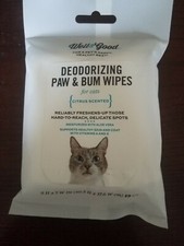 Deodorizing Paw  Bum Wipes for cats citrus scented