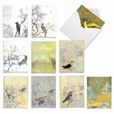 10 Pack All Occasion Blank Note Cards With Envelopes - Bird Collages
