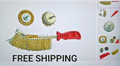3 Piece Set Crimped Wire Wheel Hand Brush for Rust removal BBQ Clean New 