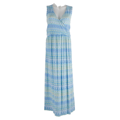 aqua cotton poplin gathered midi dress Poplin Printed V-neck Keyhole Drop Waist Midi Dress With Pockets