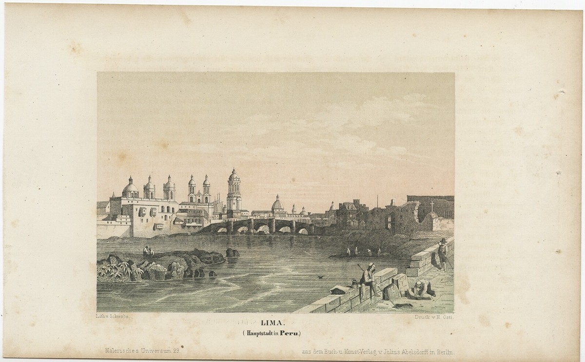 Antique Print of the City of Lima by Schwabe (c.1850) | eBay