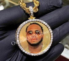 Men’s Memorial Photo Pendant Lab Grown Certified CVD Diamond RIP Tribute Silver