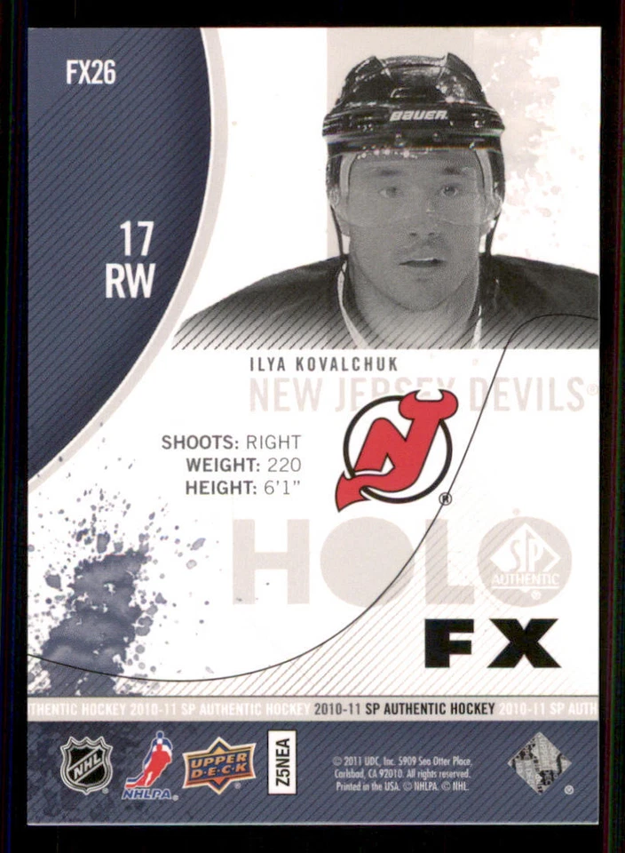 2010-11 SP Authentic Holoview FX #FX26 Ilya Kovalchuk - Image 2 of 2