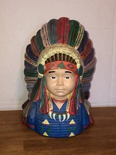 Vintage 1982 Byron Molds Native American Bust Hand Painted Future Indian Chief